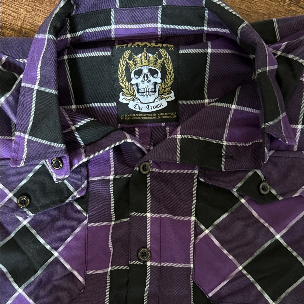 DIXXON Purple and Black Plaid Casual Button Down Shirt